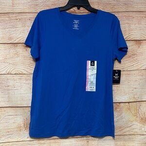 Member's‎ Mark Ladies Essential Short Sleeve V-Neck Tee  Blue Size Small